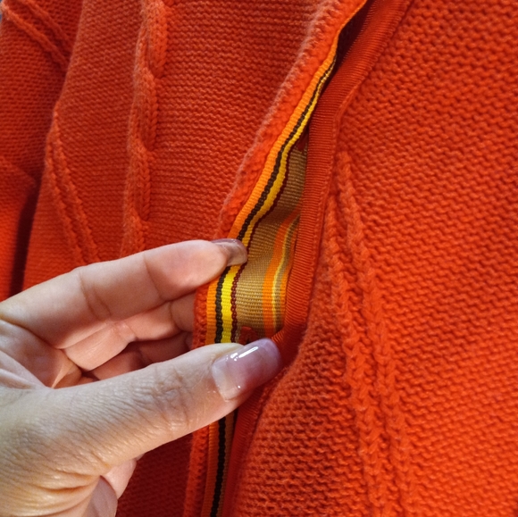 Cabi Mock Neck Cardigan Medium Long Sleeves Orange Botton Down Sweater Preppy - Picture 10 of 15